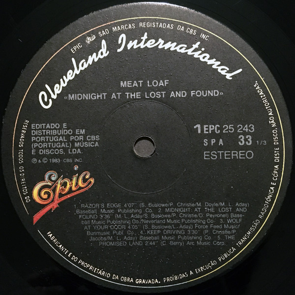 Meat Loaf - Midnight At The Lost And Found | Epic (EPC 25243) - 3