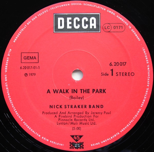 Nick Straker Band - A Walk In The Park | Decca (6.20017 AE) - 3