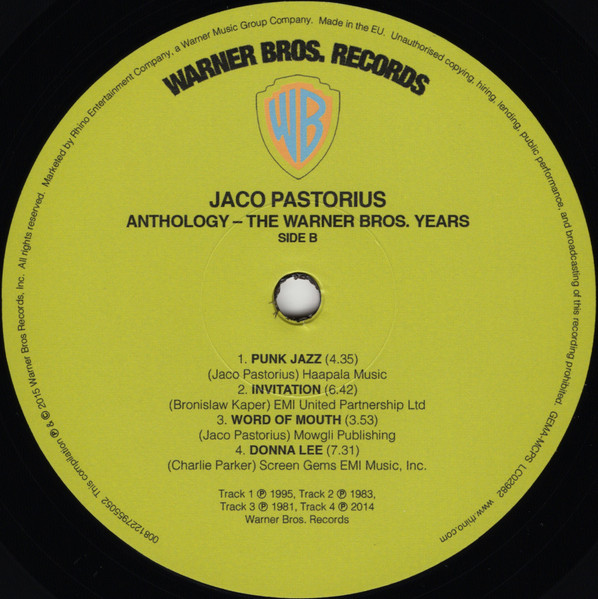 Jaco Pastorius - Anthology (The Warner Bros. Years) | Warner Bros. Records (0081227955052) - 4