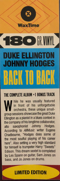 Duke Ellington , Johnny Hodges - Back To Back | WaxTimeRecords (772341) - 3 Duke Ellington , Johnny Hodges - Back To Back | WaxTimeRecords (772341) - 3