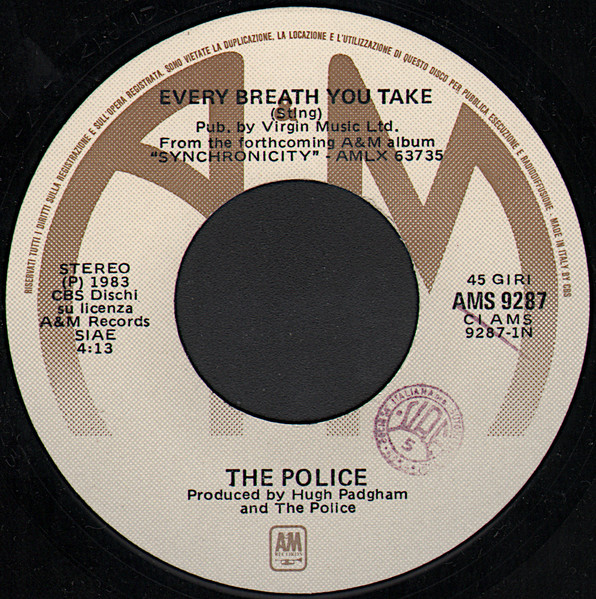 The Police - Every Breath You Take | A&M Records (AMS 9287) - 3