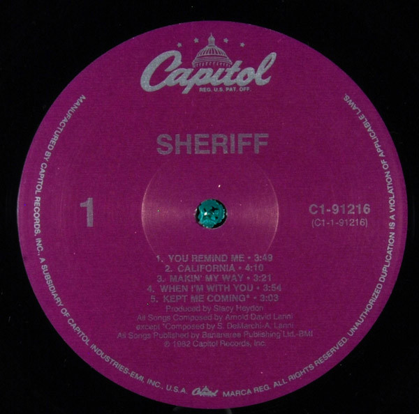 Sheriff - Sheriff | Capitol Records (C1 91216) - 3 Sheriff - Sheriff | Capitol Records (C1 91216) - 3