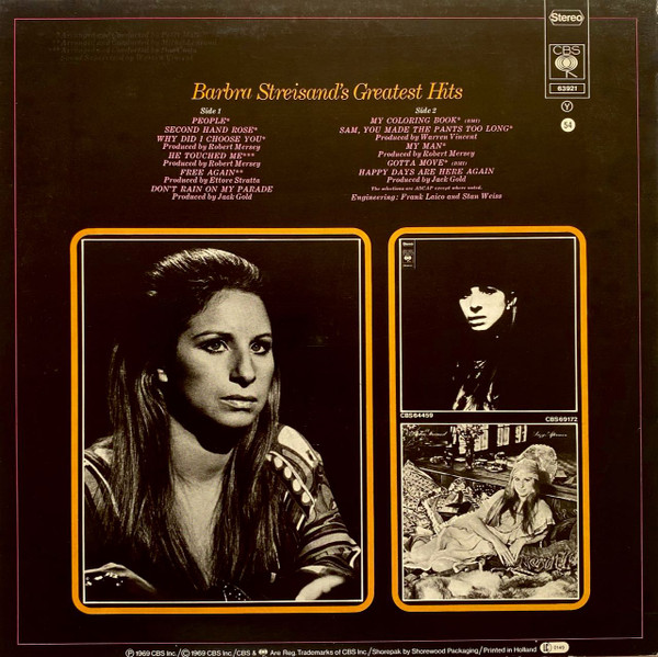 Barbra Streisand - Barbra Streisand's Greatest Hits | CBS (63921) - 2