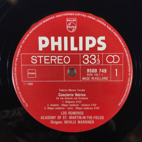 Federico Moreno Torroba – The Romeros , Pepe Romero , The Academy Of St. Martin-in-the-Fields , Sir Neville Marriner - Concierto Ibérico / Diálogos | Philips (9500 749) - 3