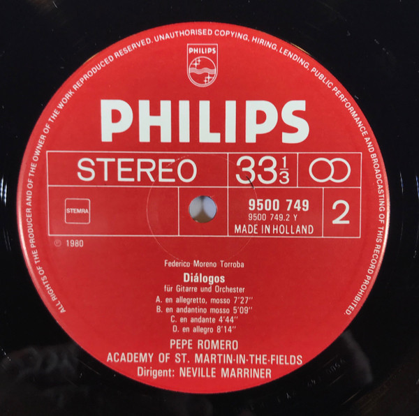 Federico Moreno Torroba – The Romeros , Pepe Romero , The Academy Of St. Martin-in-the-Fields , Sir Neville Marriner - Concierto Ibérico / Diálogos | Philips (9500 749) - 4