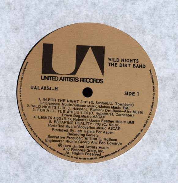 The Dirt Band - Wild Nights | United Artists Records (UALA854-H) - 3