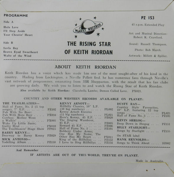 Keith Riordan - The Rising Star Of Keith Riordan | Planet Records (PZ 153) - 3 Keith Riordan - The Rising Star Of Keith Riordan | Planet Records (PZ 153) - 3