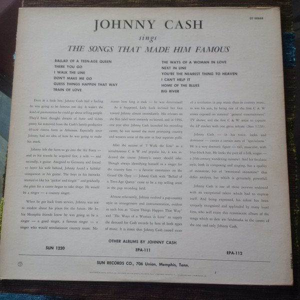 Johnny Cash - Sings The Songs That Made Him Famous | Sun (SLP 1235) - 2 Johnny Cash - Sings The Songs That Made Him Famous | Sun (SLP 1235) - 2