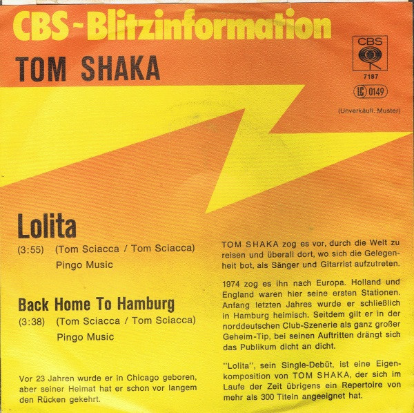 Tom Shaka - Lolita | CBS (CBS S 7187) - 2