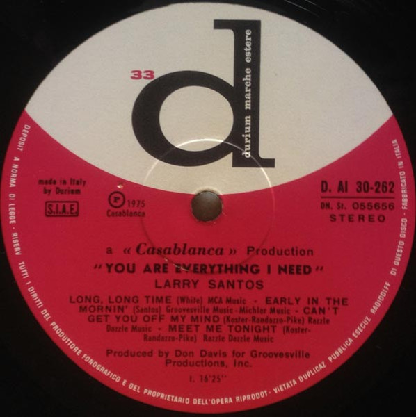 Larry Santos - You Are Everything I Need | Durium Marche Estere (D. AI 30-262) - 4