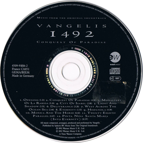 Vangelis - 1492 – Conquest Of Paradise (Music From The Original Soundtrack) | EastWest (4509-91014-2) - 3