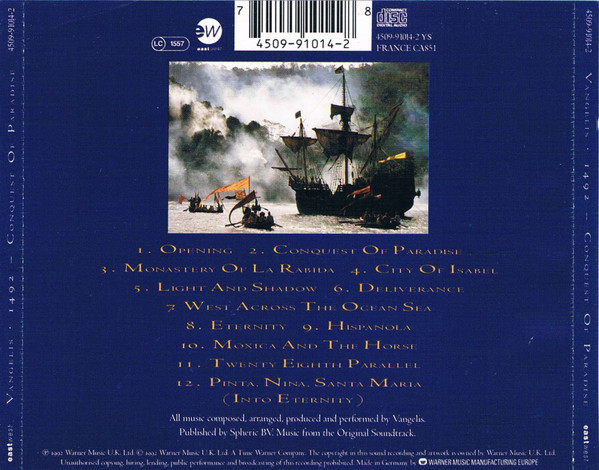 Vangelis - 1492 – Conquest Of Paradise (Music From The Original Soundtrack) | EastWest (4509-91014-2) - 2
