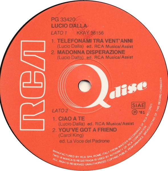 Lucio Dalla - Lucio Dalla | RCA (PG 33420) - 3