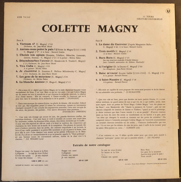 Colette Magny - Colette Magny | Le Chant Du Monde (LDX 74319) - 2 Colette Magny - Colette Magny | Le Chant Du Monde (LDX 74319) - 2
