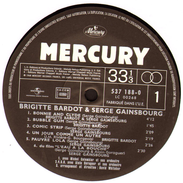 Brigitte Bardot Et Serge Gainsbourg - Bonnie And Clyde | Mercury Music Group (537 188-0) - 3