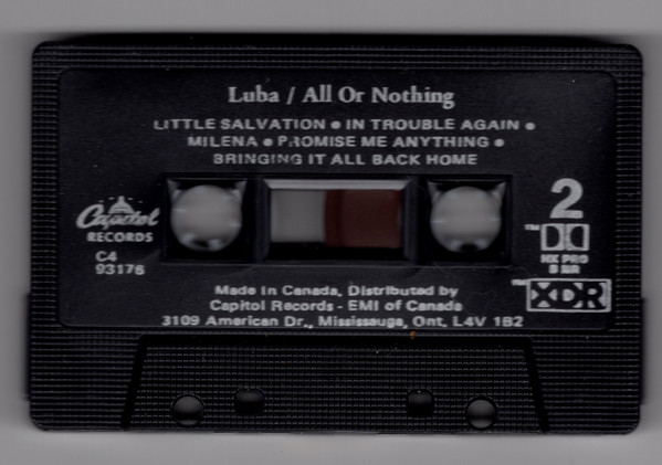 Luba - All Or Nothing [Cassette] | Capitol Records (C4-93176) - 4