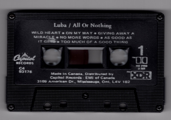Luba - All Or Nothing [Cassette] | Capitol Records (C4-93176) - 3