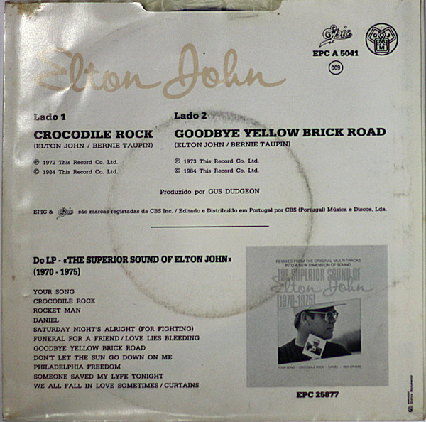 Elton John - Crocodile Rock / Goodbye Yellow Brick Road | Epic (EPC A 5041) - 2 Elton John - Crocodile Rock / Goodbye Yellow Brick Road | Epic (EPC A 5041) - 2