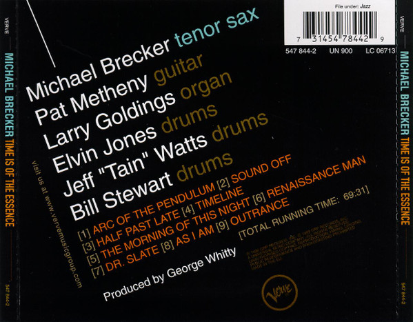 Michael Brecker - Time Is Of The Essence | Verve Records (547 844-2) - 2