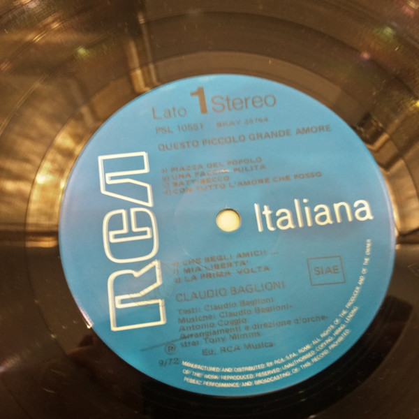 Claudio Baglioni - Questo Piccolo Grande Amore | RCA (PSL 10551) - 3 Claudio Baglioni - Questo Piccolo Grande Amore | RCA (PSL 10551) - 3