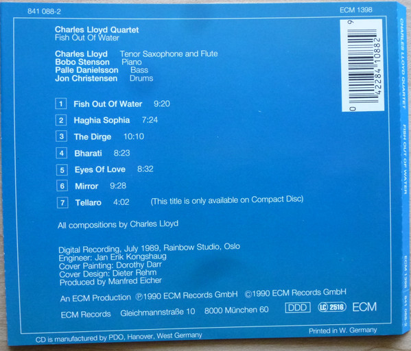 The Charles Lloyd Quartet - Fish Out Of Water | ECM Records (ECM 1398) - 2