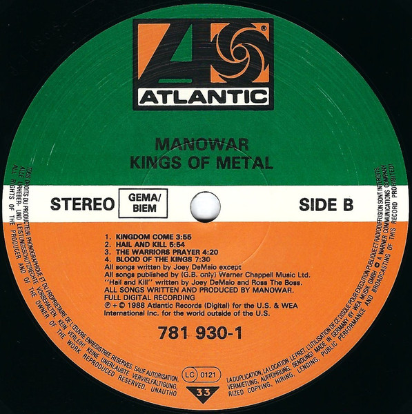 Manowar - Kings Of Metal | Atlantic (781 930-1) - 4 Manowar - Kings Of Metal | Atlantic (781 930-1) - 4