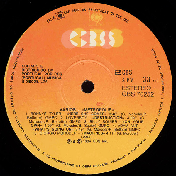 Various - Metropolis (Original Motion Picture Soundtrack) | CBS (CBS 70252) - 2