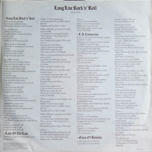 Rainbow - Long Live Rock 'N' Roll | Polydor (PD-1-6143) - 4