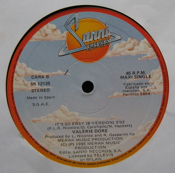 Valerie Dore - It's So Easy (Es Tan Fácil) | Sanni Records (SR-12125) - 2