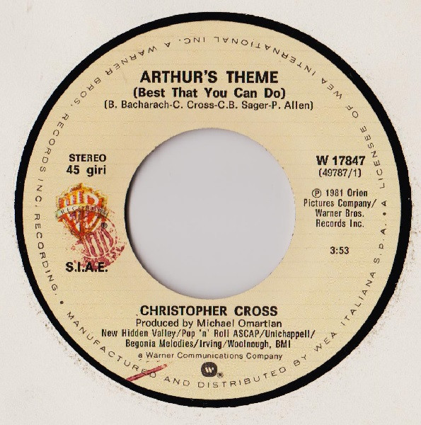 Christopher Cross - Arthur's Theme (Best That You Can Do) | Warner Bros. Records (W 17847) - 2