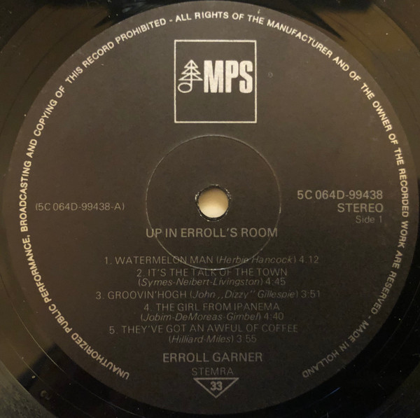 Erroll Garner Featuring The Brass Bed - Up In Erroll's Room | MPS Records (5C 064D-99438) - 2
