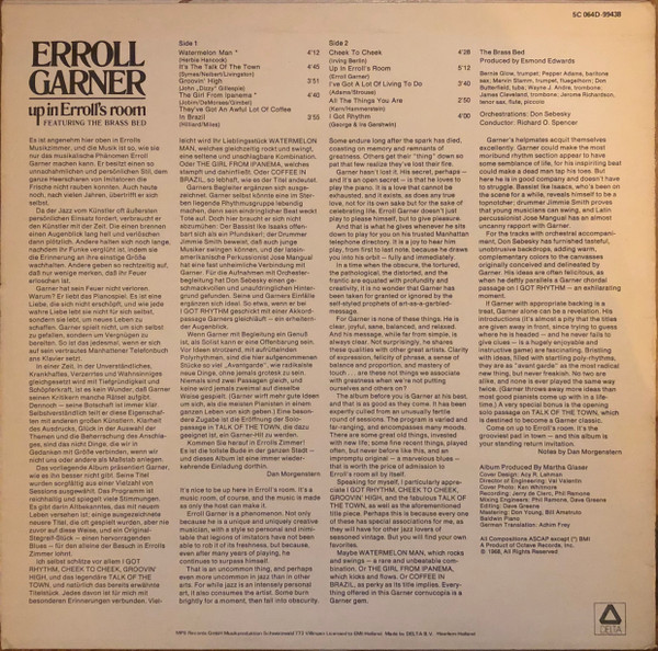 Erroll Garner Featuring The Brass Bed - Up In Erroll's Room | MPS Records (5C 064D-99438) - 4
