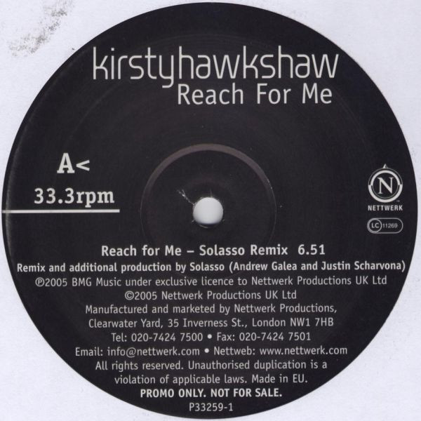 Kirsty Hawkshaw - Reach For Me | Nettwerk (P33259-1) - main