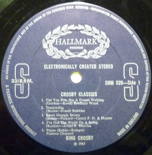 Bing Crosby - Crosby Classics | Hallmark Records (SHM 520) - 3