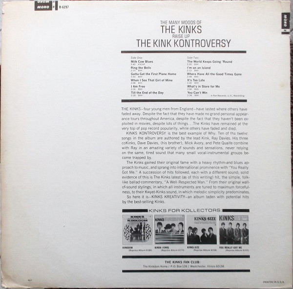 The Kinks - The Kink Kontroversy | Reprise Records (R-6197) - 2 The Kinks - The Kink Kontroversy | Reprise Records (R-6197) - 2