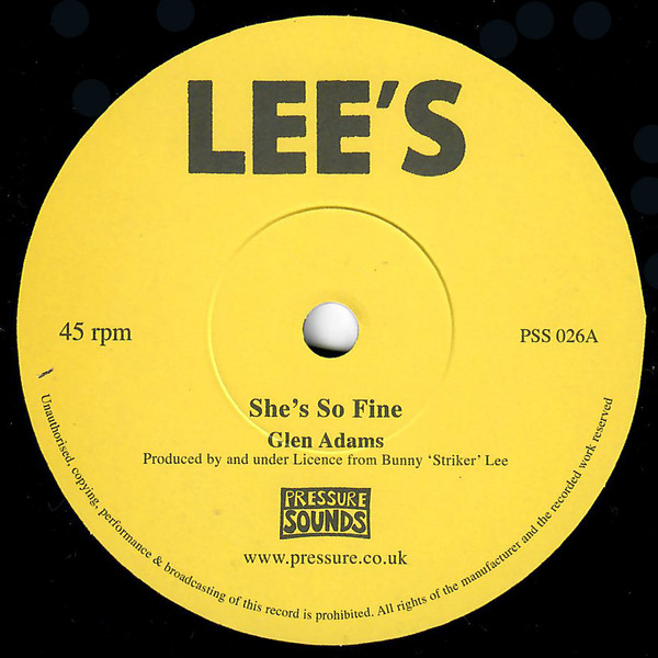 Glen Adams / Val Bennett - She's So Fine / Soul Survivor | Pressure Sounds (PSS 026)