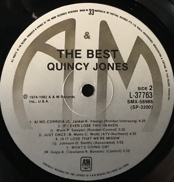 Quincy Jones - The Best | A&M Records (L-37763 (SP-3200)) - 3 Quincy Jones - The Best | A&M Records (L-37763 (SP-3200)) - 3
