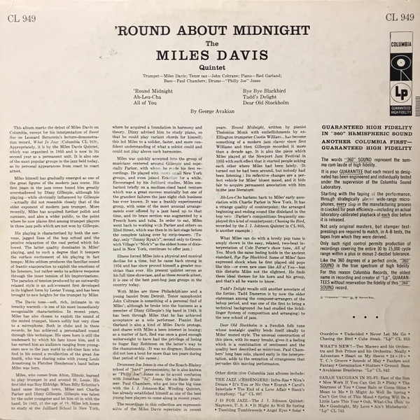 Miles Davis - 'Round About Midnight | Columbia (CL 949) - 2 Miles Davis - 'Round About Midnight | Columbia (CL 949) - 2