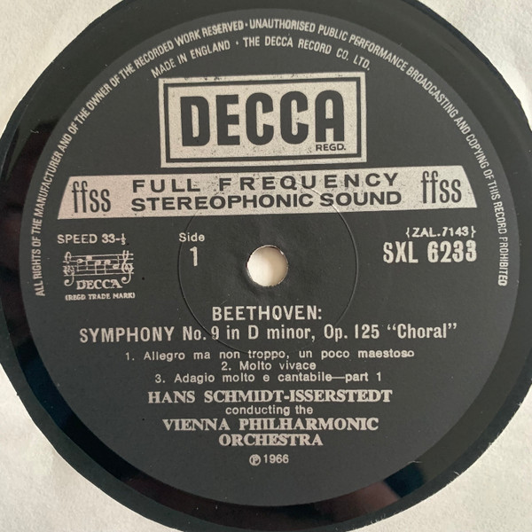 Ludwig van Beethoven , Joan Sutherland , Marilyn Horne , James King , Martti Talvela , Wiener Staatsopernchor , Hans Schmidt-Isserstedt , Wiener Philharmoniker - Symphony No 9 'Choral' | Decca (SXL 6233) - 3