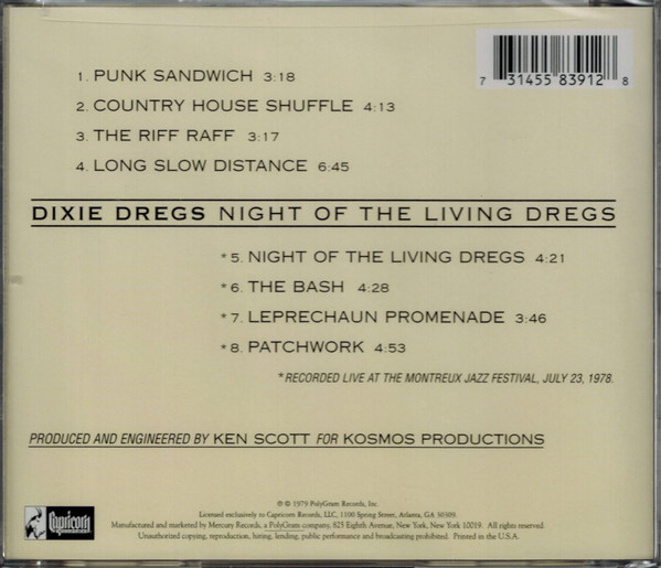 Dixie Dregs - Night Of The Living Dregs | Capricorn Records (314 558 391-2) - 2
