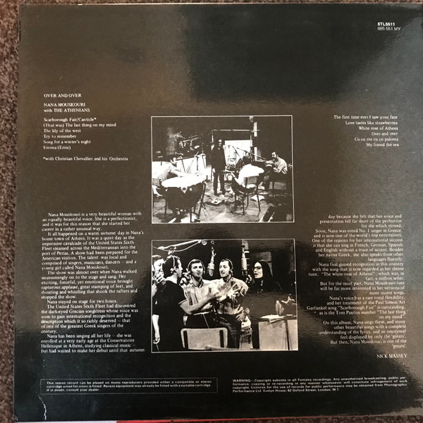 Nana Mouskouri With Les Athéniens - Over & Over | Fontana (885 551 MY) - 2