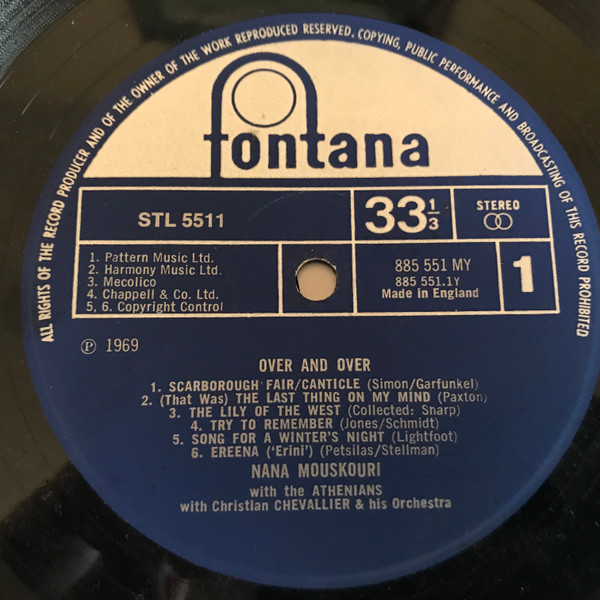 Nana Mouskouri With Les Athéniens - Over & Over | Fontana (885 551 MY) - 3
