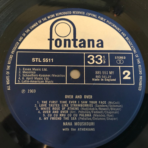 Nana Mouskouri With Les Athéniens - Over & Over | Fontana (885 551 MY) - 4
