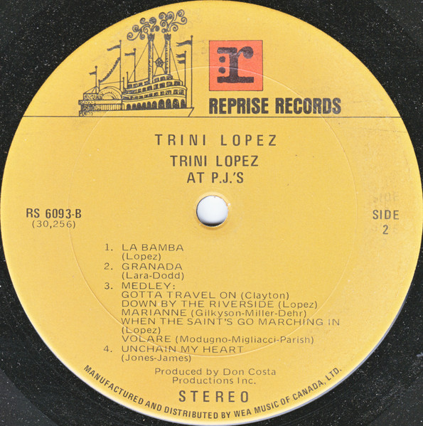 Trini Lopez - Trini Lopez At PJ's | Reprise Records (RS-6093) - 2 Trini Lopez - Trini Lopez At PJ's | Reprise Records (RS-6093) - 2