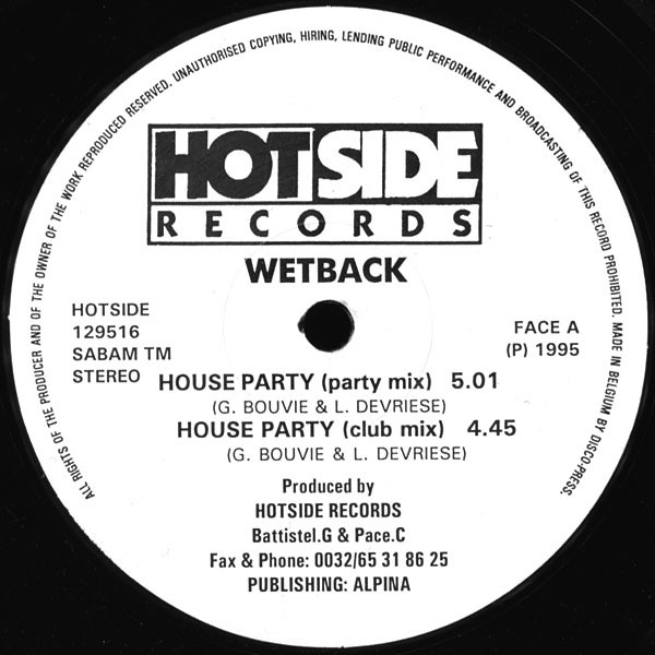 Wetback - House Party | Hotside Records (HOTSIDE 129516) - main