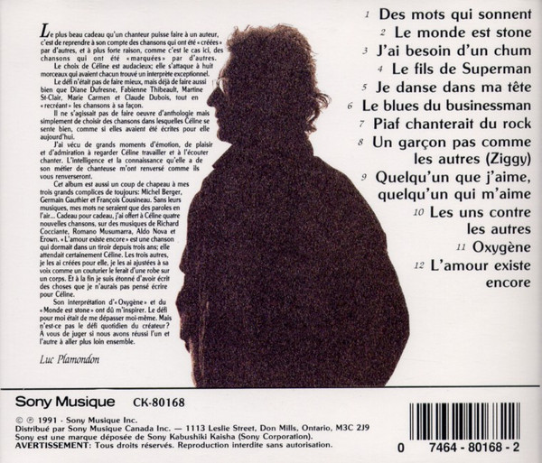 Céline Dion - Dion Chante Plamondon | Sony Musique (CK 80168) - 2 Céline Dion - Dion Chante Plamondon | Sony Musique (CK 80168) - 2