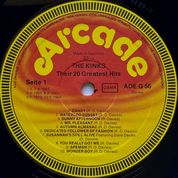 The Kinks - Their 20 Greatest Hits | Arcade (ADE G 56) - 3 The Kinks - Their 20 Greatest Hits | Arcade (ADE G 56) - 3