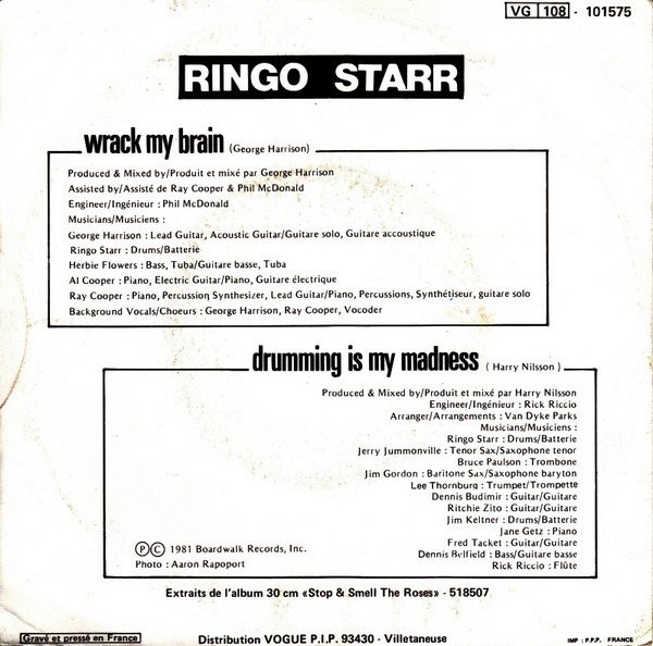 Ringo Starr - Wrack My Brain | The Boardwalk Entertainment Co (101575) - 2 Ringo Starr - Wrack My Brain | The Boardwalk Entertainment Co (101575) - 2