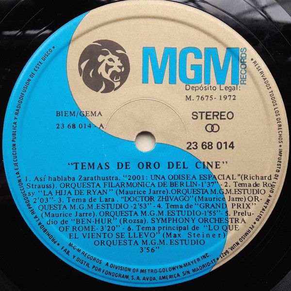 Various - Temas De Oro Del Cine | MGM Records (1 SAM 006) - 4 Various - Temas De Oro Del Cine | MGM Records (1 SAM 006) - 4