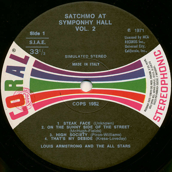 Louis Armstrong And His All-Stars - Satchmo At Symphony Hall Vol. 2 | Coral (COPS 1952) - 3 Louis Armstrong And His All-Stars - Satchmo At Symphony Hall Vol. 2 | Coral (COPS 1952) - 3